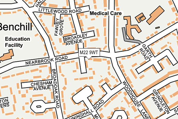 M22 9WT map - OS OpenMap – Local (Ordnance Survey)