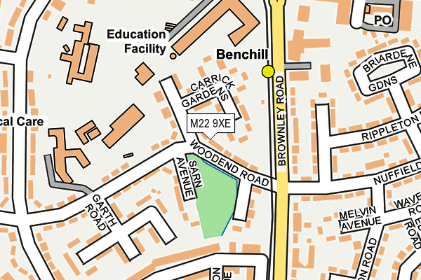 M22 9XE map - OS OpenMap – Local (Ordnance Survey)