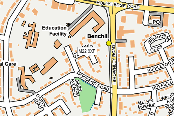 M22 9XF map - OS OpenMap – Local (Ordnance Survey)