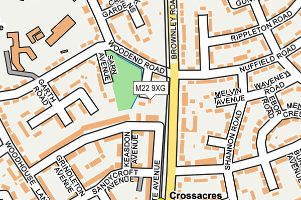 M22 9XG map - OS OpenMap – Local (Ordnance Survey)