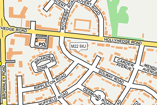 M22 9XJ map - OS OpenMap – Local (Ordnance Survey)