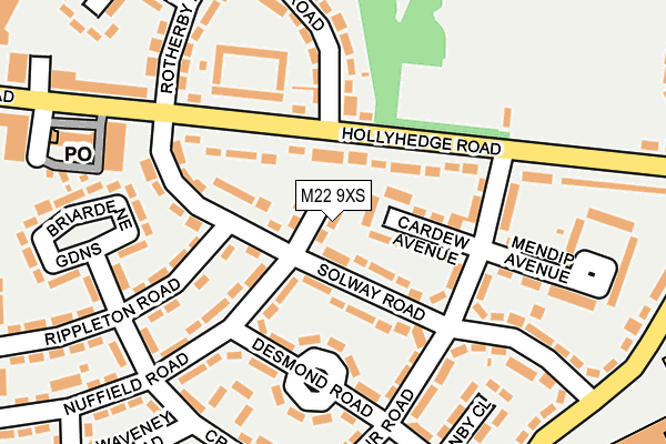 M22 9XS map - OS OpenMap – Local (Ordnance Survey)