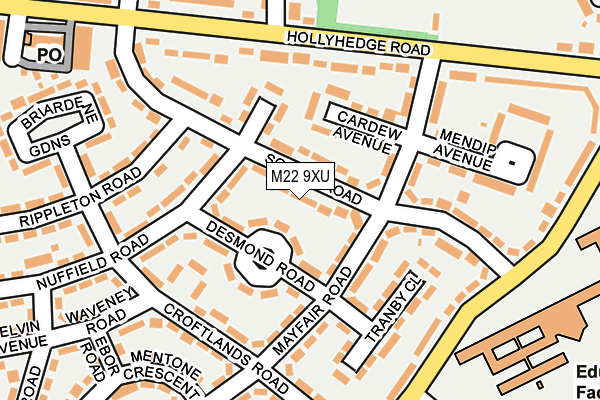 M22 9XU map - OS OpenMap – Local (Ordnance Survey)