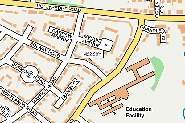 M22 9XY map - OS OpenMap – Local (Ordnance Survey)