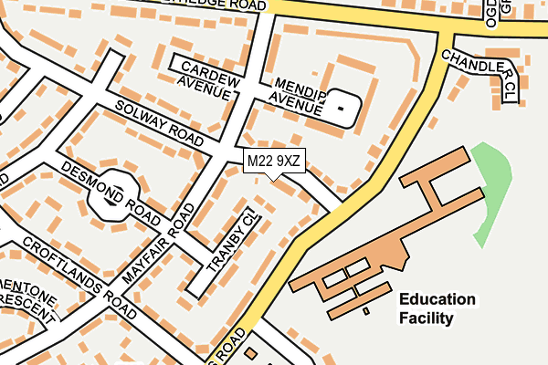 M22 9XZ map - OS OpenMap – Local (Ordnance Survey)