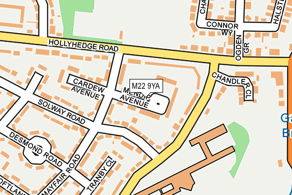 M22 9YA map - OS OpenMap – Local (Ordnance Survey)