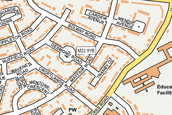 M22 9YB map - OS OpenMap – Local (Ordnance Survey)