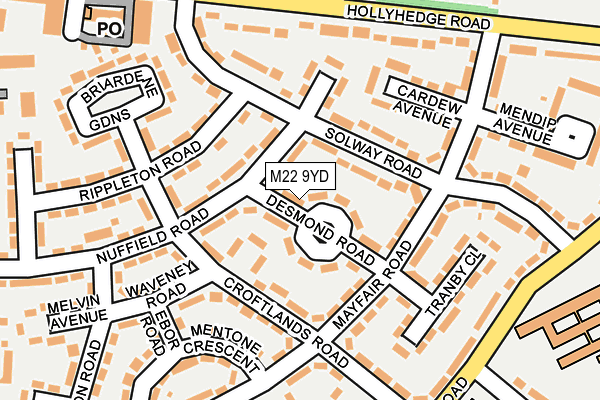 M22 9YD map - OS OpenMap – Local (Ordnance Survey)