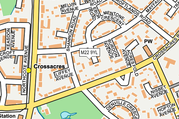 M22 9YL map - OS OpenMap – Local (Ordnance Survey)