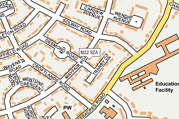 M22 9ZA map - OS OpenMap – Local (Ordnance Survey)