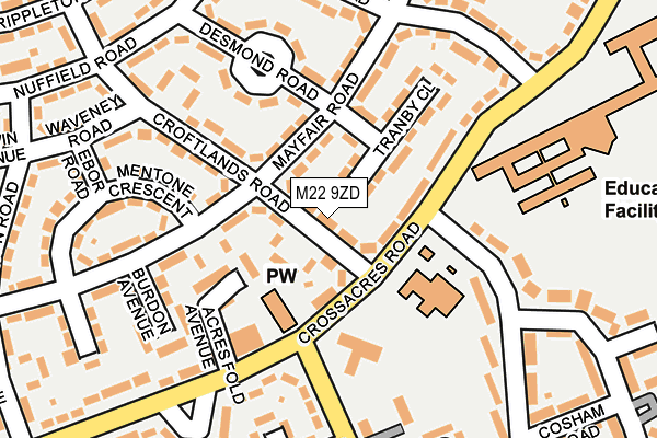 M22 9ZD map - OS OpenMap – Local (Ordnance Survey)