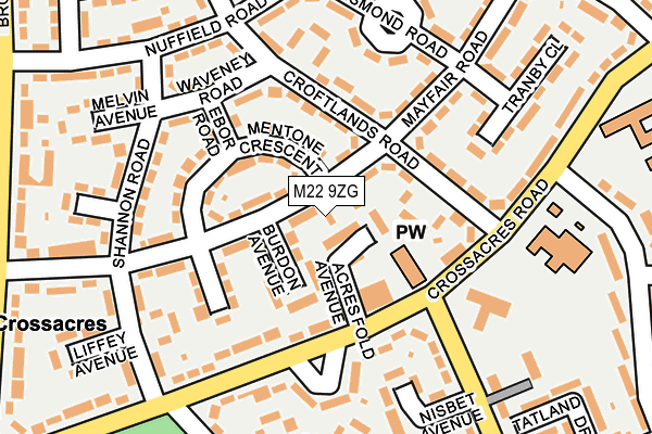 M22 9ZG map - OS OpenMap – Local (Ordnance Survey)