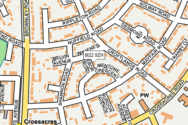 M22 9ZH map - OS OpenMap – Local (Ordnance Survey)