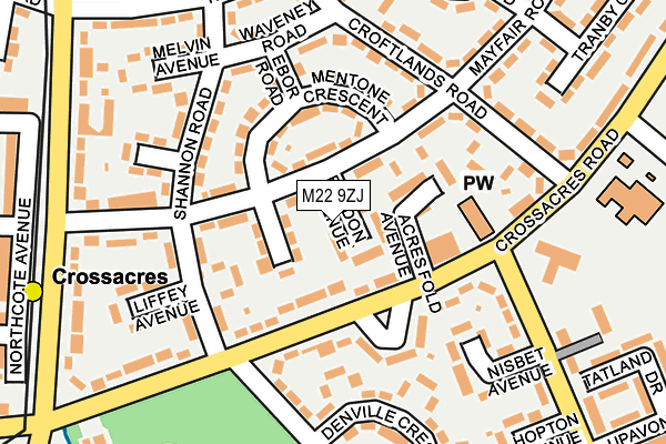 M22 9ZJ map - OS OpenMap – Local (Ordnance Survey)