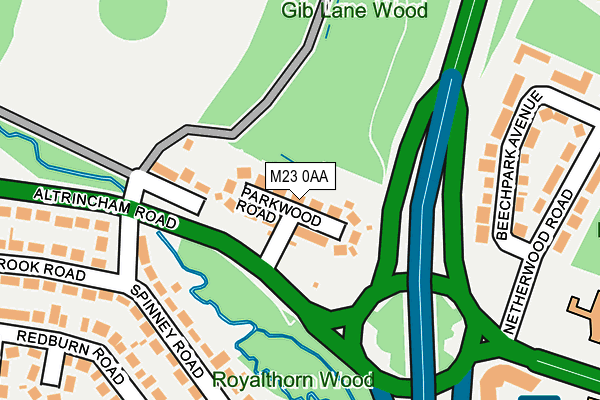 M23 0AA map - OS OpenMap – Local (Ordnance Survey)