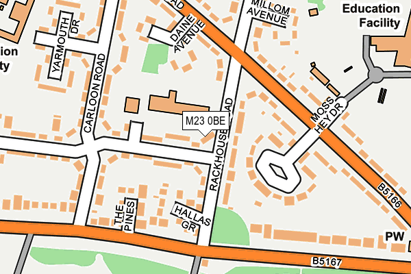 M23 0BE map - OS OpenMap – Local (Ordnance Survey)