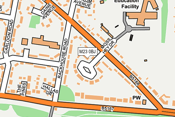 M23 0BJ map - OS OpenMap – Local (Ordnance Survey)