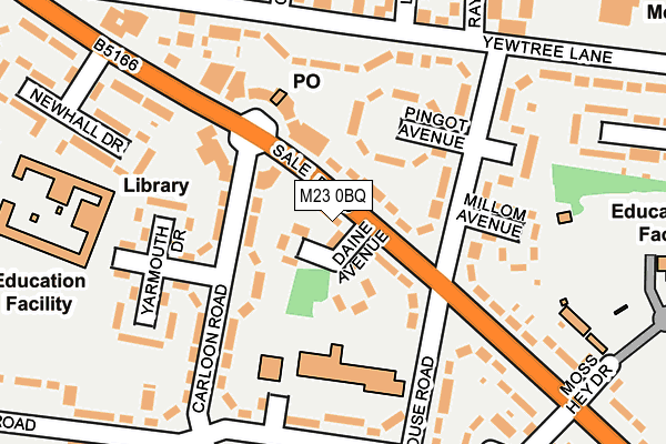 M23 0BQ map - OS OpenMap – Local (Ordnance Survey)