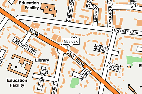 M23 0BX map - OS OpenMap – Local (Ordnance Survey)