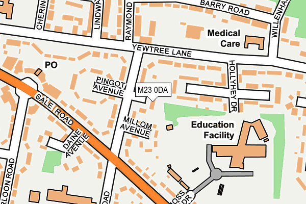 M23 0DA map - OS OpenMap – Local (Ordnance Survey)