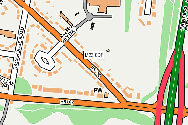 M23 0DF map - OS OpenMap – Local (Ordnance Survey)