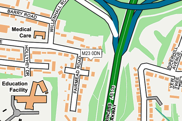 M23 0DN map - OS OpenMap – Local (Ordnance Survey)