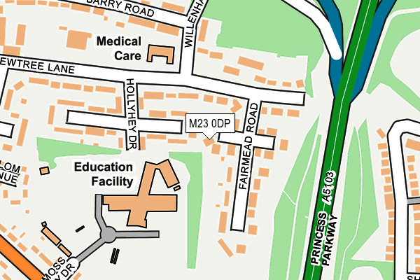 M23 0DP map - OS OpenMap – Local (Ordnance Survey)