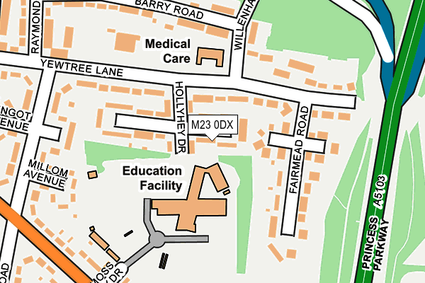 M23 0DX map - OS OpenMap – Local (Ordnance Survey)