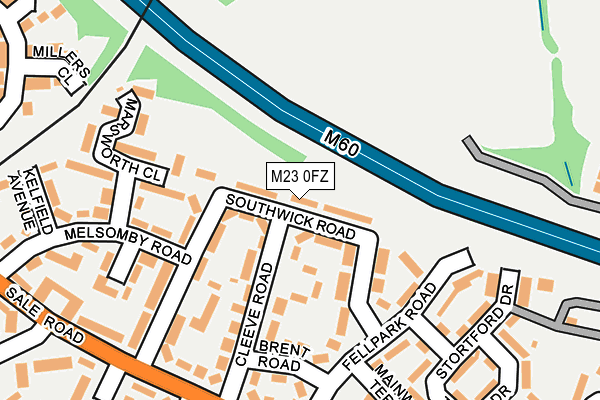 M23 0FZ map - OS OpenMap – Local (Ordnance Survey)