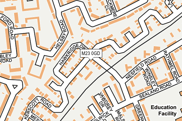 M23 0GD map - OS OpenMap – Local (Ordnance Survey)