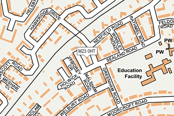 M23 0HT map - OS OpenMap – Local (Ordnance Survey)