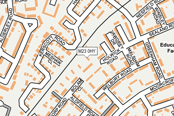 M23 0HY map - OS OpenMap – Local (Ordnance Survey)