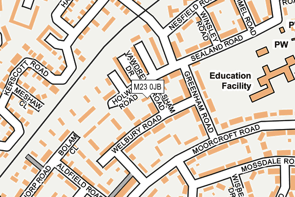 M23 0JB map - OS OpenMap – Local (Ordnance Survey)