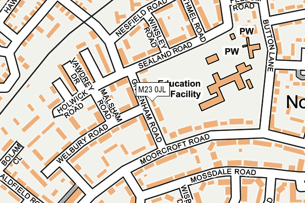 M23 0JL map - OS OpenMap – Local (Ordnance Survey)