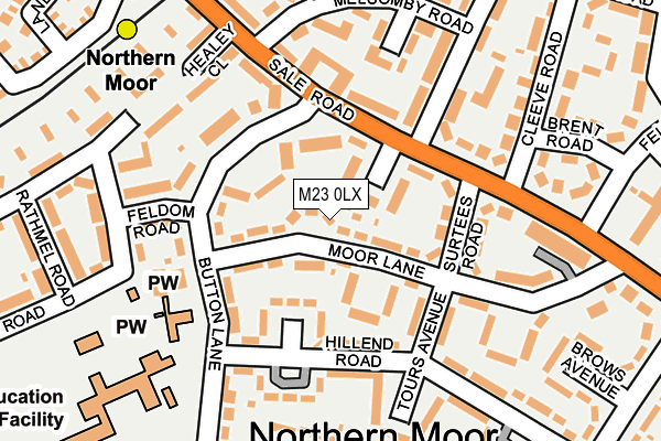 M23 0LX map - OS OpenMap – Local (Ordnance Survey)
