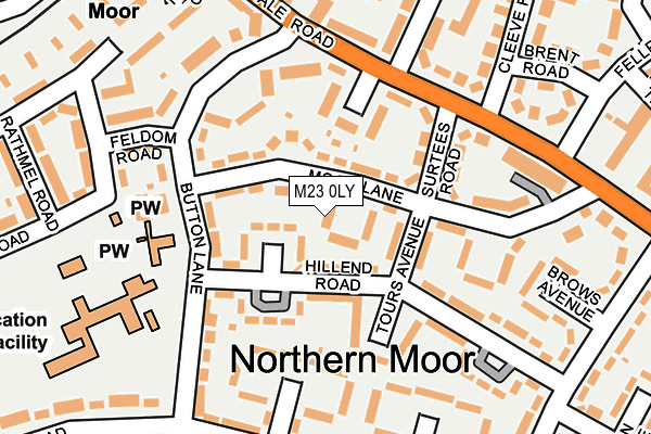 M23 0LY map - OS OpenMap – Local (Ordnance Survey)