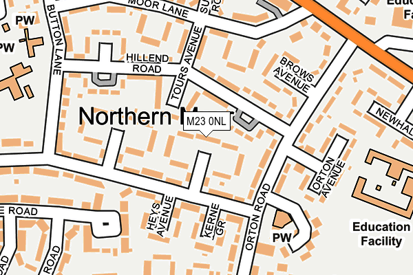 M23 0NL map - OS OpenMap – Local (Ordnance Survey)