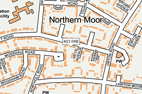 M23 0WB map - OS OpenMap – Local (Ordnance Survey)