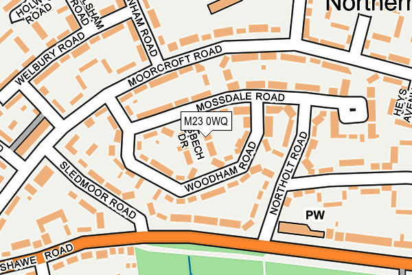 M23 0WQ map - OS OpenMap – Local (Ordnance Survey)