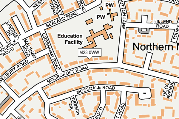 M23 0WW map - OS OpenMap – Local (Ordnance Survey)