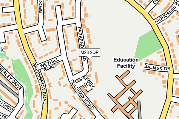 M23 2QP map - OS OpenMap – Local (Ordnance Survey)