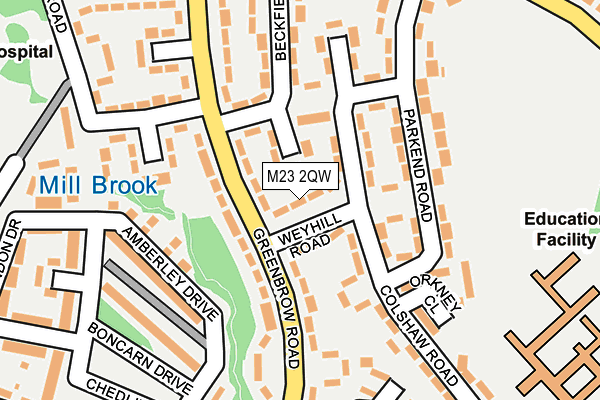 M23 2QW map - OS OpenMap – Local (Ordnance Survey)