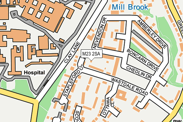 M23 2SA map - OS OpenMap – Local (Ordnance Survey)