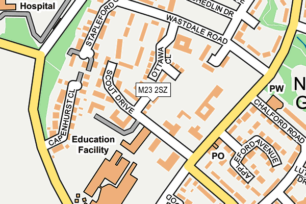 M23 2SZ map - OS OpenMap – Local (Ordnance Survey)