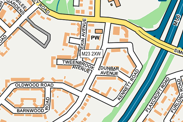 M23 2XW map - OS OpenMap – Local (Ordnance Survey)