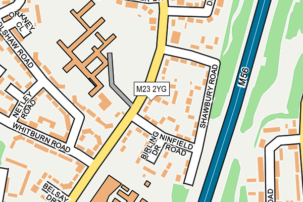 M23 2YG map - OS OpenMap – Local (Ordnance Survey)