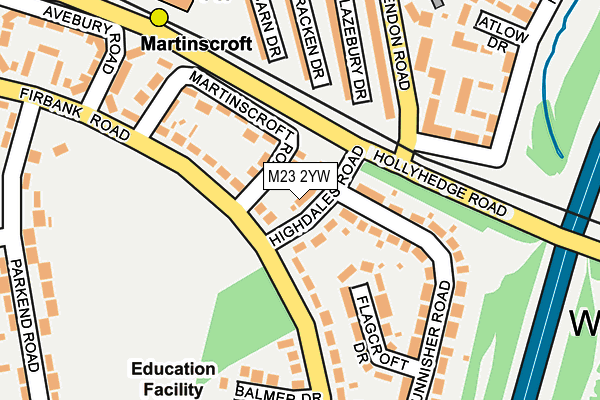 M23 2YW map - OS OpenMap – Local (Ordnance Survey)