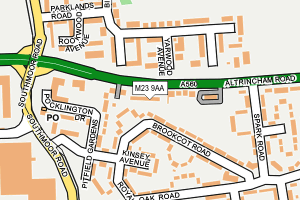 M23 9AA map - OS OpenMap – Local (Ordnance Survey)