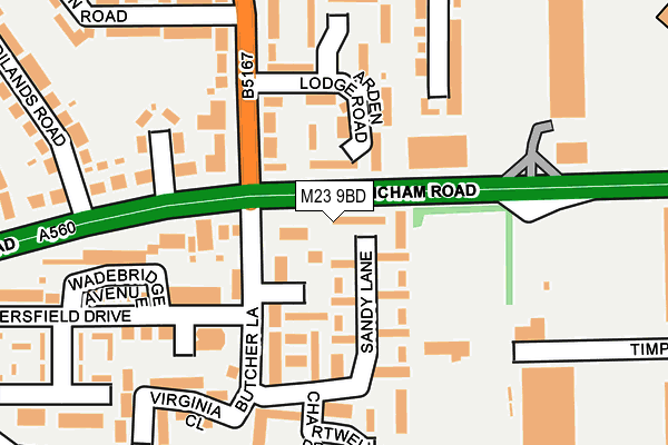 M23 9BD map - OS OpenMap – Local (Ordnance Survey)
