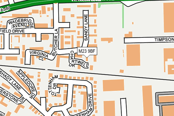 M23 9BF map - OS OpenMap – Local (Ordnance Survey)